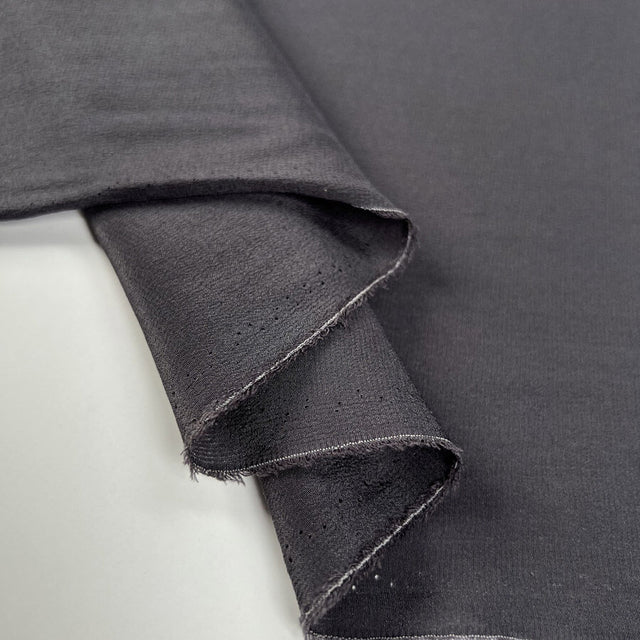 Silk Crepe De Chine Grey Italian Ex Designer Plain Woven Deadstock Dress Fabric Fold