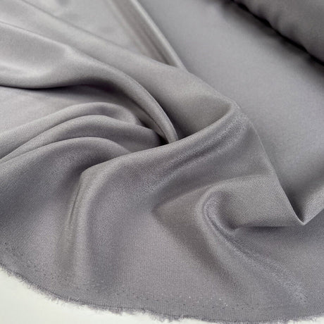 Silk Crepe De Chine Pale Grey Italian Ex Designer Plain Woven Deadstock Dress Fabric