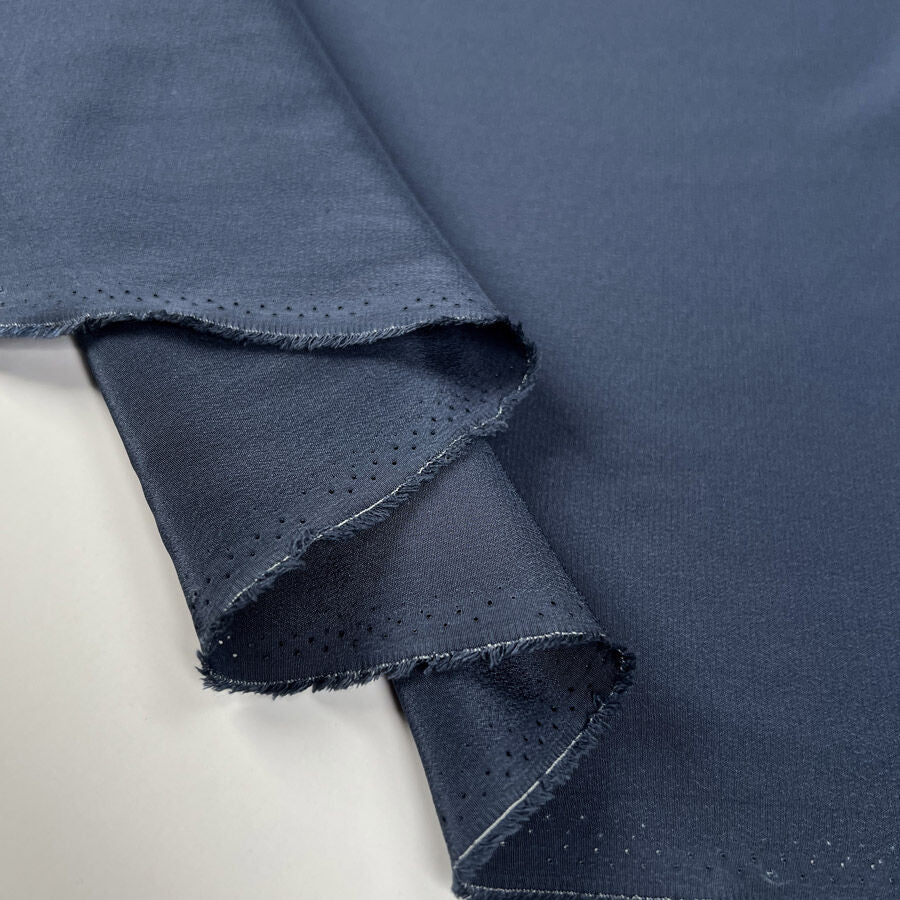 Silk Crepe De Chine Petrol Italian Ex Designer Plain Woven Deadstock Dress Fabric Fold
