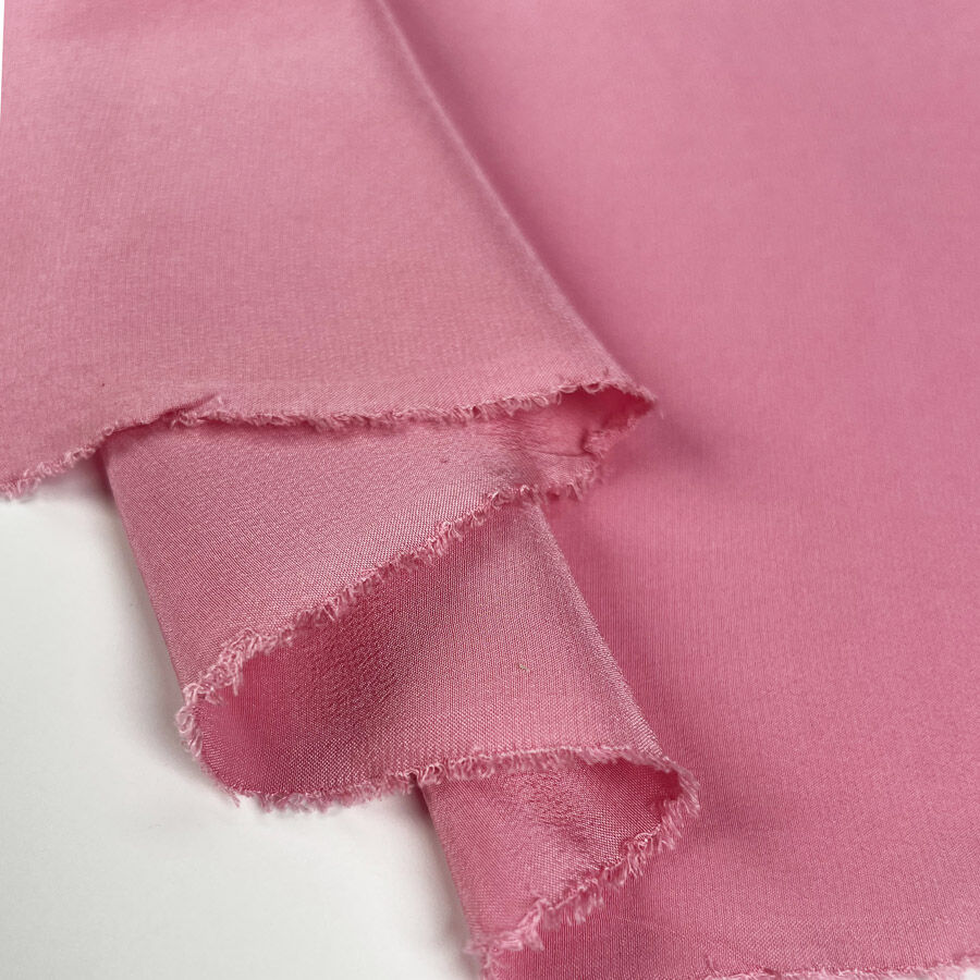 Silk Crepe De Chine Pink Italian Ex Designer Plain Woven Deadstock Dress Fabric Fold