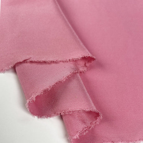 Silk Crepe De Chine Pink Italian Ex Designer Plain Woven Deadstock Dress Fabric Fold