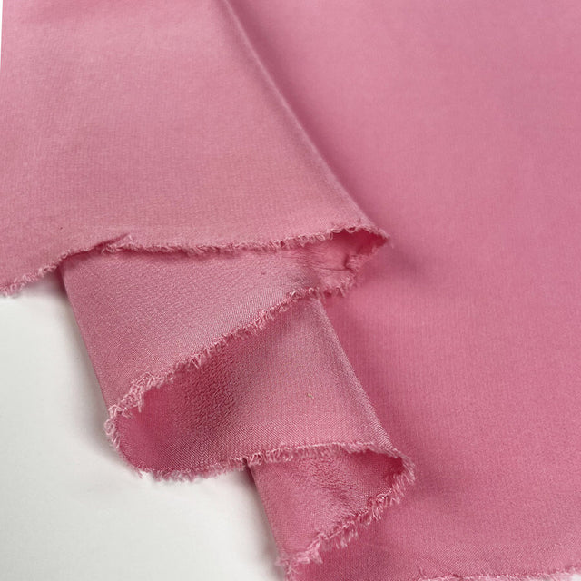 Silk Crepe De Chine Pink Italian Ex Designer Plain Woven Deadstock Dress Fabric Fold