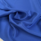 Silk Crepe De Chine Royal Blue Italian Ex Designer Plain Woven Deadstock Dress Fabric