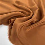 Silk Crepe De Chine Tan Italian Ex Designer Plain Woven Deadstock Dress Fabric