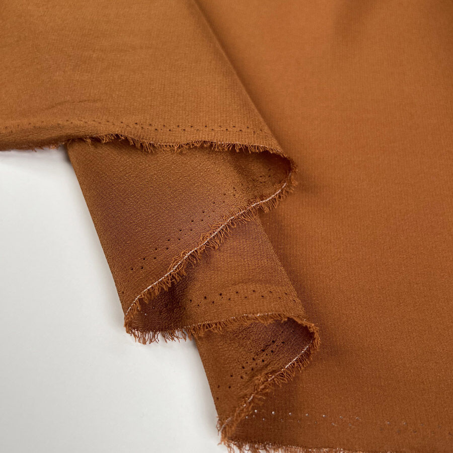 Silk Crepe De Chine Tan Italian Ex Designer Plain Woven Deadstock Dress Fabric Fold