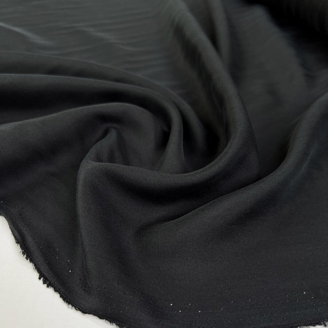 Silk Twill Eva Black Italian Ex Designer Deadstock Dress Fabric