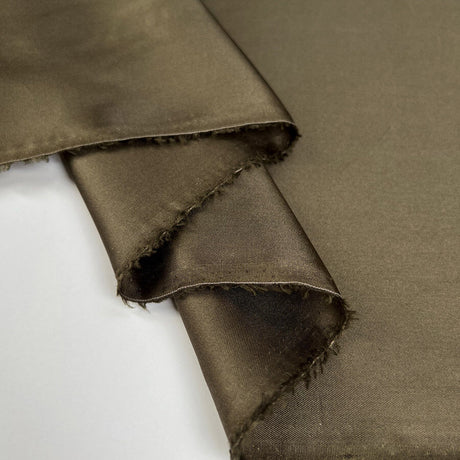 Silk Twill Eva Khaki Italian Ex Designer Deadstock Dress Fabric Fold