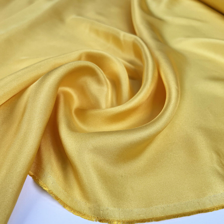 Silk Twill Eva Lemon Yellow Italian Ex Designer Deadstock Dress Fabric