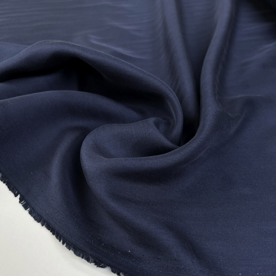 Silk Twill Eva Navy Italian Ex Designer Deadstock Dress Fabric