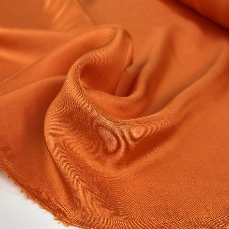 Silk Twill Eva Orange Italian Ex Designer Deadstock Dress Fabric