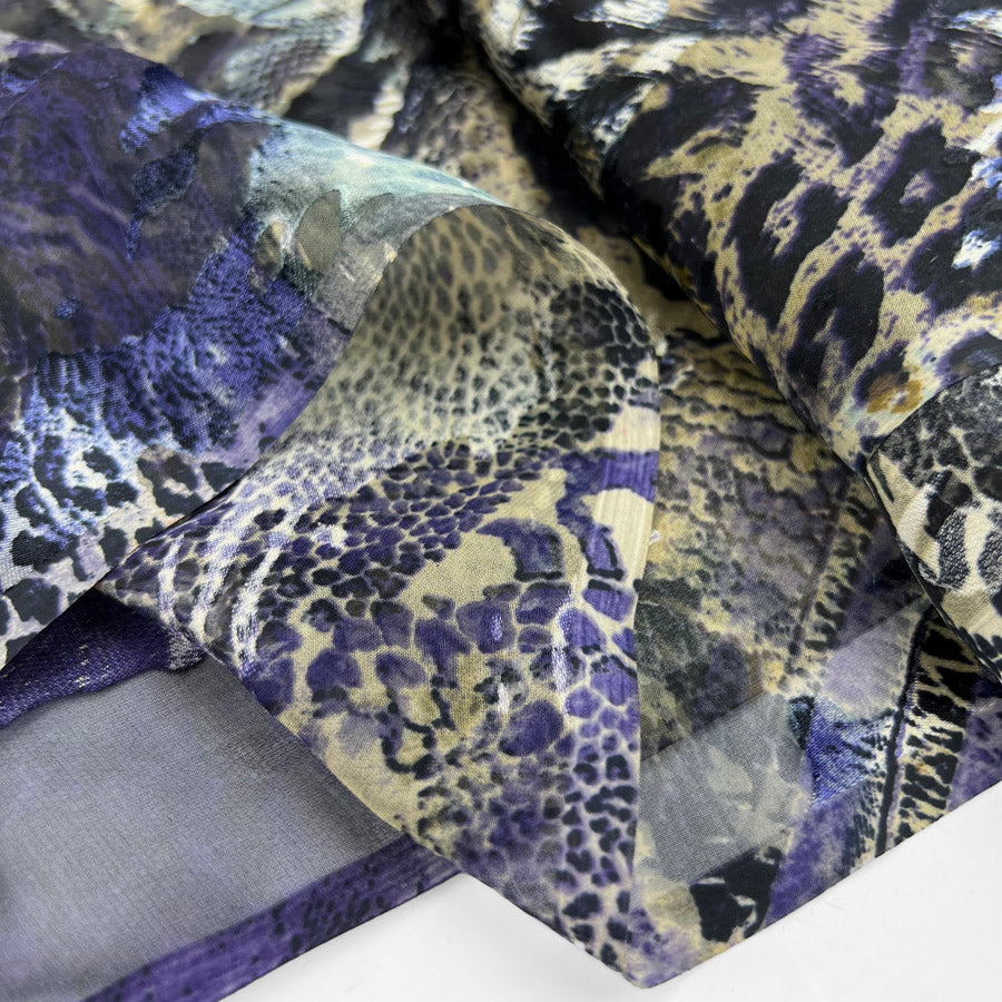 Silk Viscose Burnout Sheer Dress Fabric  Mirage Safari Blue Bolt