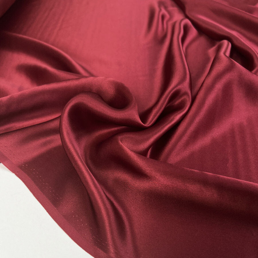Silk Whisper Wine Red Italian Ex Designer Habotai Dress Fabric