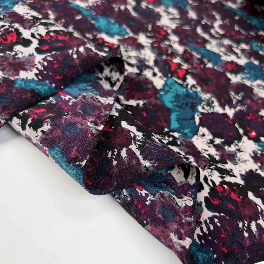 Silks of italy carmine silk abstract purple blue lightweight woven dress fabric fold