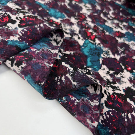 Silks of italy carmine silk abstract purple blue lightweight woven dress fabric fold