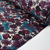 Silks of italy carmine silk abstract purple blue lightweight woven dress fabric roll