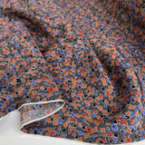 Silks Of Italy Floret Dusk Small Floral Grey Blue Red Italian Deadstock Dress Fabric