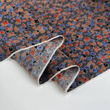 Silks Of Italy Floret Dusk Small Floral Grey Blue Red Italian Deadstock Dress Fabric Fold