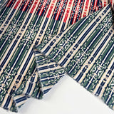 Silks Of Italy Ornate Stripes Blue Red Italian Deadstock Dress Fabric Fold