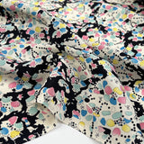Silks Of Italy Pastiche Blue Pink Yellow Italian Deadstock Abstract Dress Fabric