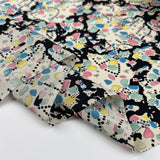 Silks Of Italy Pastiche Blue Pink Yellow Italian Deadstock Abstract Dress Fabric Fold