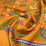 Silks Of Italy The Big O Orange Abstract Paisley Print Dress Fabric