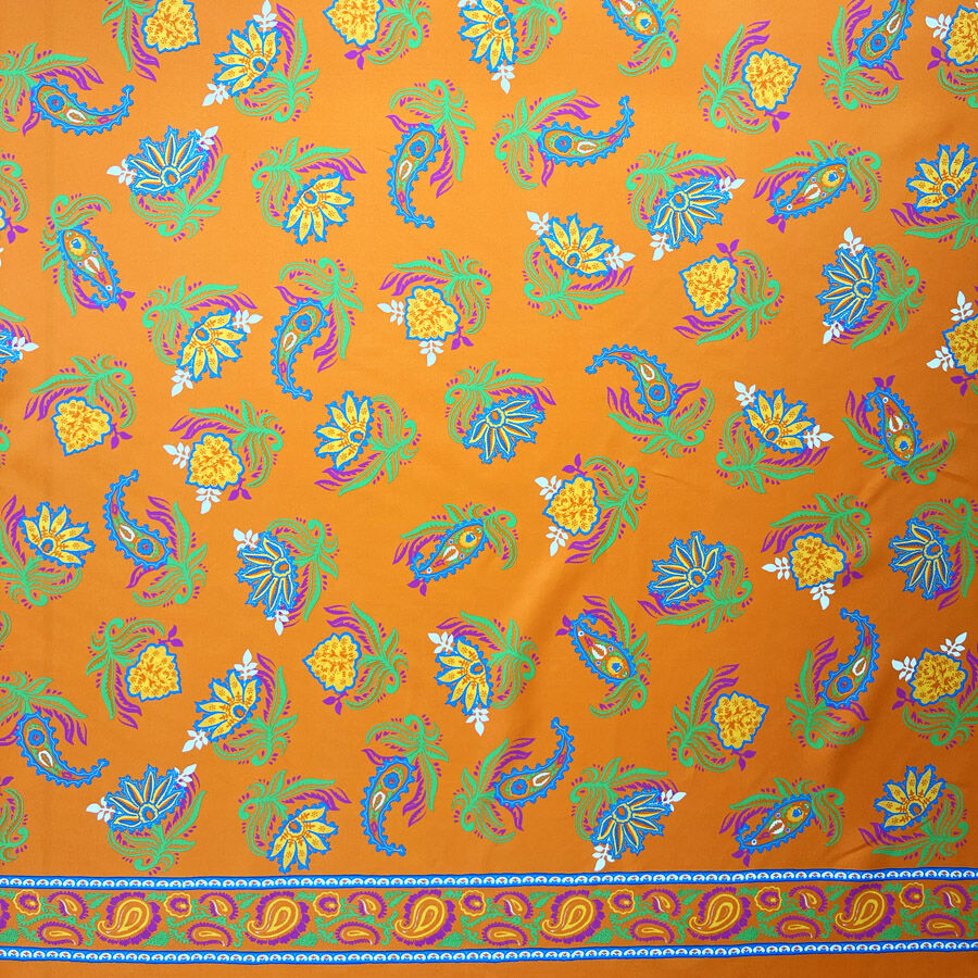 Silks Of Italy The Big O Orange Abstract Paisley Print Dress Fabric Print