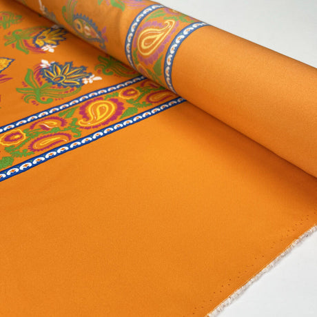 Silks Of Italy The Big O Orange Abstract Paisley Print Dress Fabric Roll