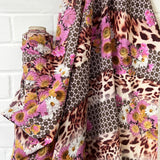 Silks Of Italy Wildflower Jungle Deadstock Italian Pink Floral Animal Print Dress Fabric Hang