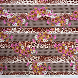 Silks Of Italy Wildflower Jungle Deadstock Italian Pink Floral Animal Print Dress Fabric Print