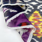 Silks Of Italy Zagaleta Abstract Purple Navy Yellow Lightweight Sheer Dress Fabric Fold