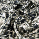 Silky Satin Animal Olive Leopard Print Polyester Spandex Dress Fabric