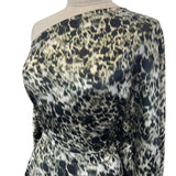 Silky Satin Animal Olive Leopard Print Polyester Spandex Dress Fabric Side