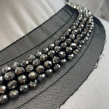 Silver Beaded Black Sew In Mesh Collar Cuff