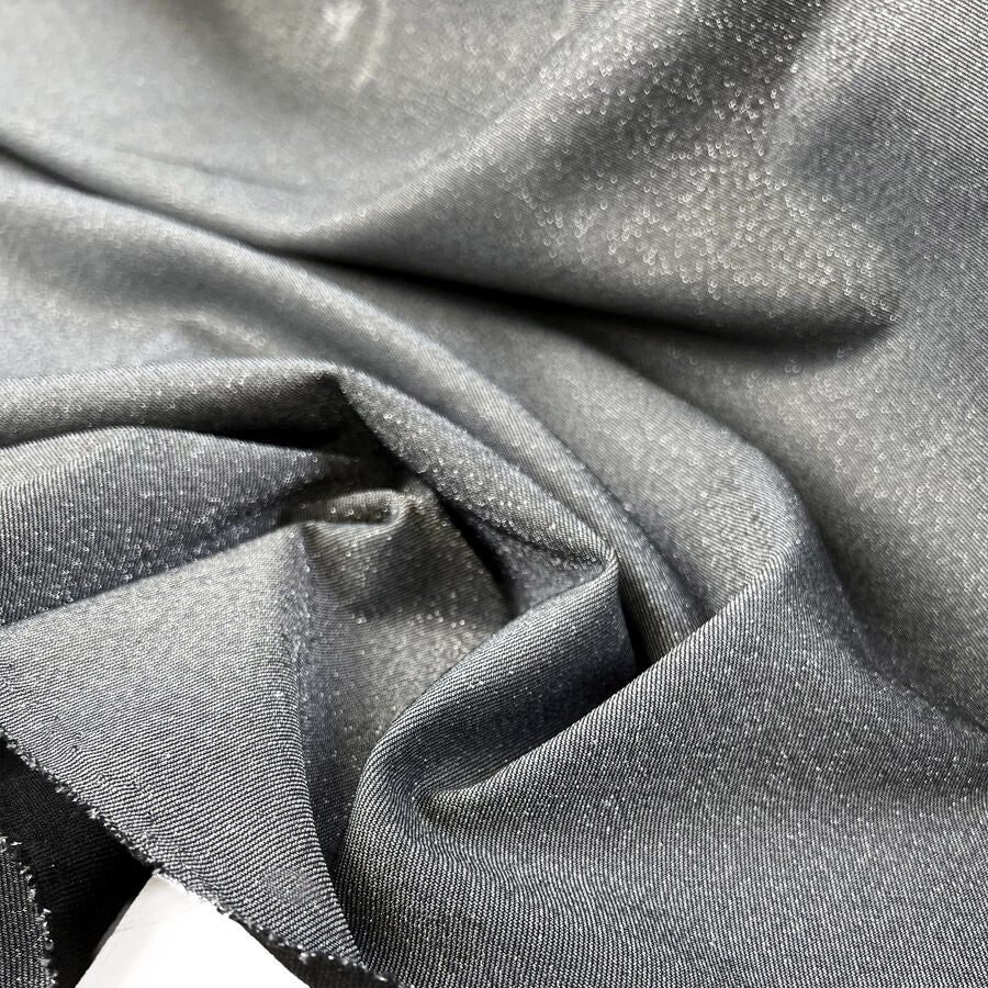Silver Threads Polyester Elastane Stretch Knit Black Lurex Jersey Fabric