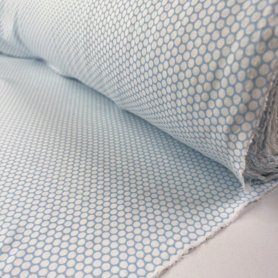 Sky dot cotton white blue woven trousering fabric roll