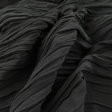 Skyfall black chiffon crinkle polyester dressmaking fabric cu