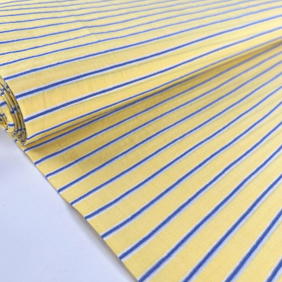 Skyline Stripes Cotton Yellow Blue Line Woven Dress Shirt Fabric Bolt