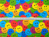 Smiley Face Multi Coloured Smile Poly Cotton Fabric S