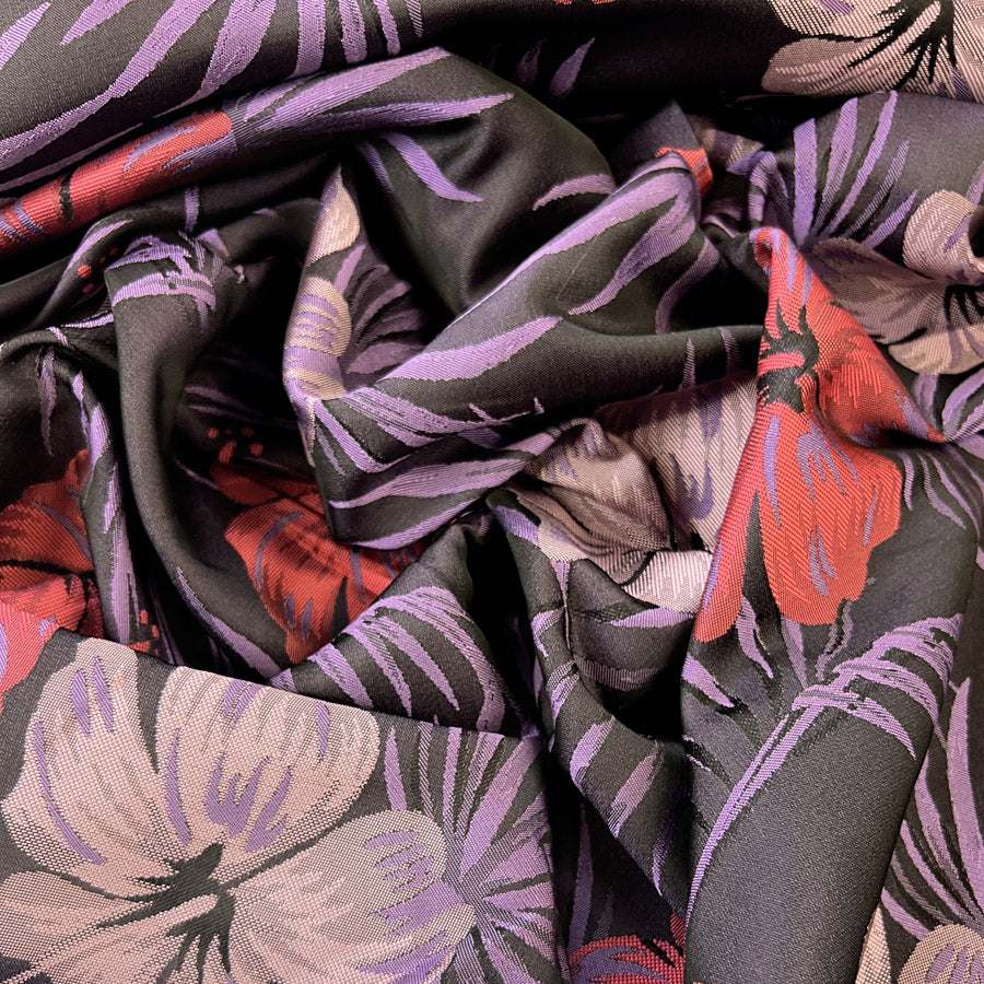 Smooth Brocade Lilac And Purple Dressmaking Fabric