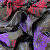 Smooth Brocade Navy And Purple Floral Dressmaking Fabric