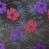 Smooth Brocade Navy And Purple Floral Dressmaking Fabric Print