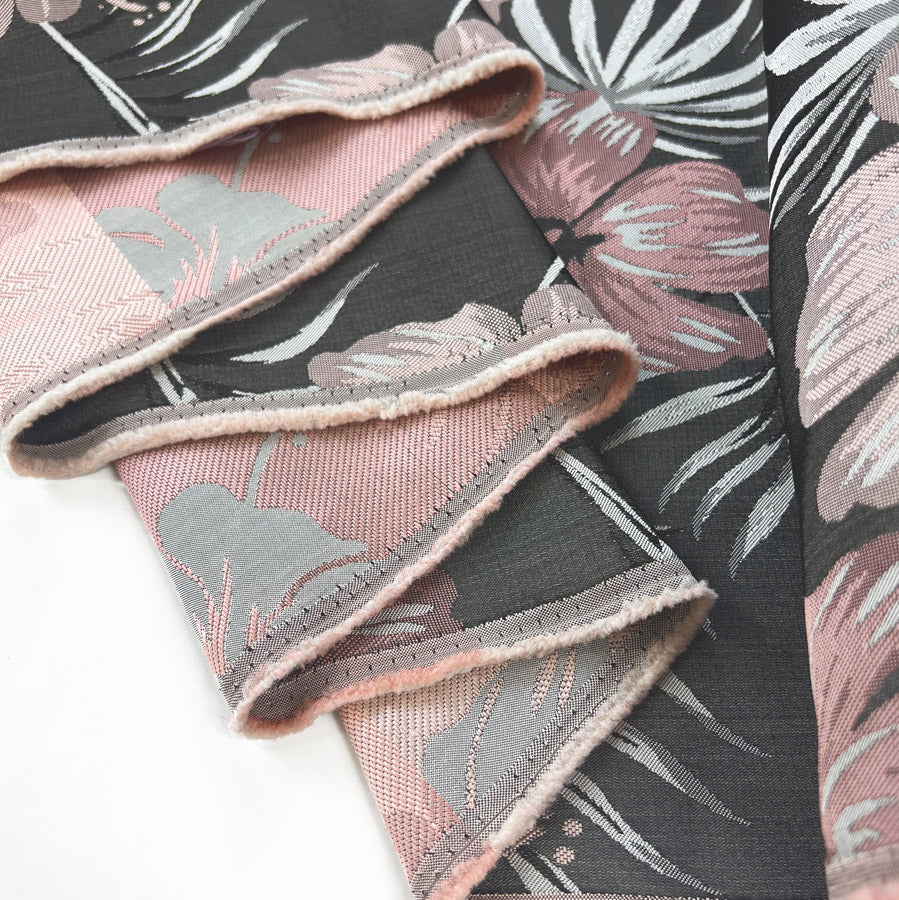 Smooth Brocade Silver Pink Floral Dressmaking Fabric Fold