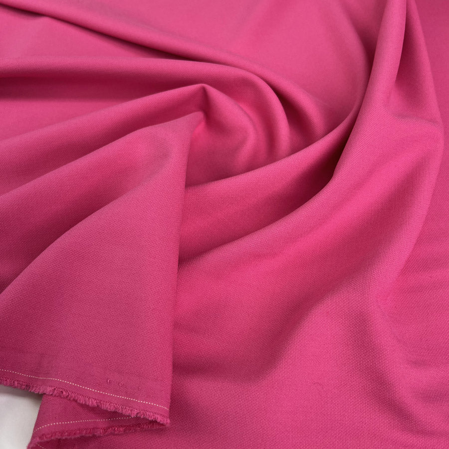 Smooth Suiting Cerise Polyester Plain Pink Woven Crepe Dress Fabric