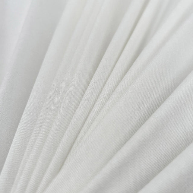 Snowdon Jersey Viscose Elastane Stretch Soft White Knitted Fine Dress Fabric Cu1
