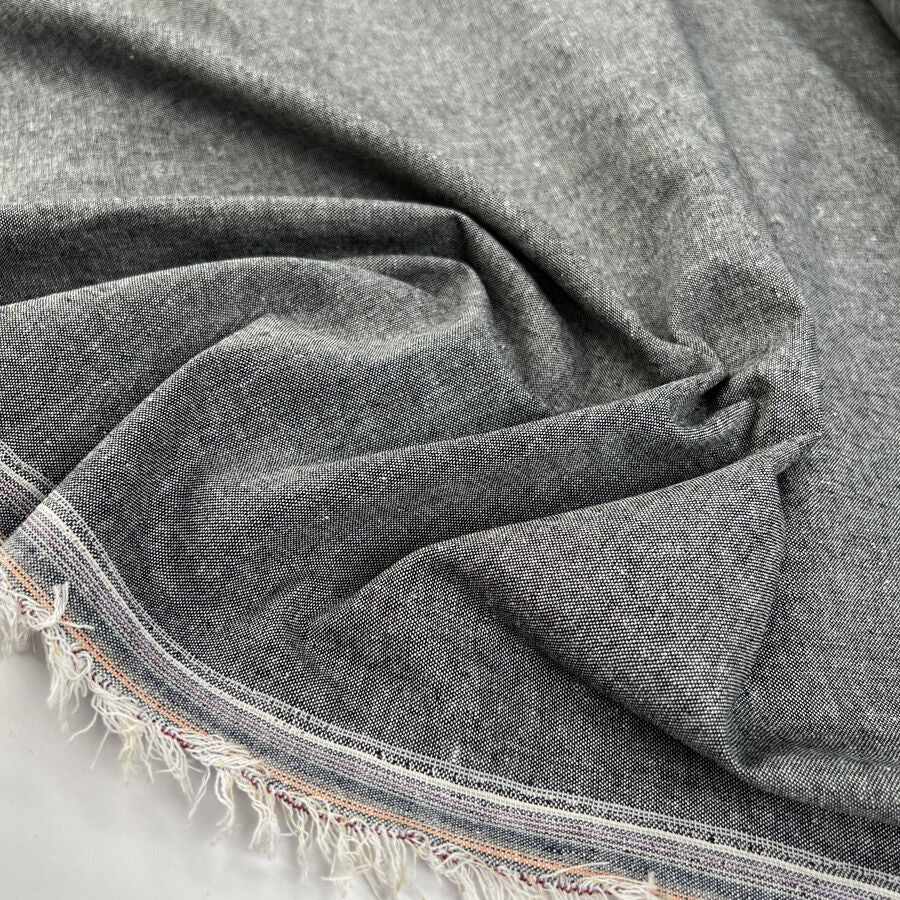 Soft Chambray Grey Cotton Plain Woven Shirting Fabric