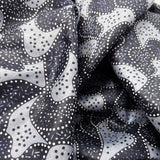 Soft Cotton Dress Fabric Black White Grey Abstract Night Swimming