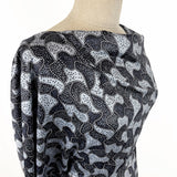 Soft Cotton Dress Fabric Black White Grey Abstract Night Swimming Side