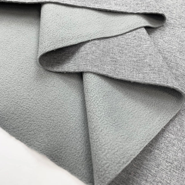 Soft Shell Melang Grey Polyester Mirco Fleece Back Fabric Fold