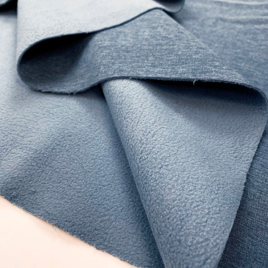 Soft Shell Melang Petrol Polyester Mirco Fleece Back Fabric Fold