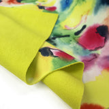 Soft Shell Sunset Splash Polyester Spandex Abstract Yellow Raincoat Fabric Fold